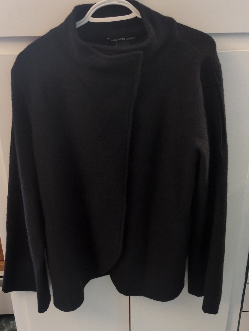 Saks Fifth Avenue Black Open-Front Knit Cardigan